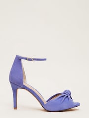 Phase Eight Blue Suede Knot Front Heeled Sandals - Image 1 of 7