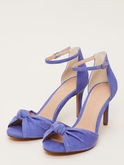 Phase Eight Blue Suede Knot Front Heeled Sandals - Image 2 of 7