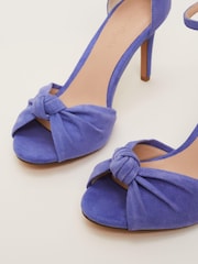 Phase Eight Blue Suede Knot Front Heeled Sandals - Image 3 of 7