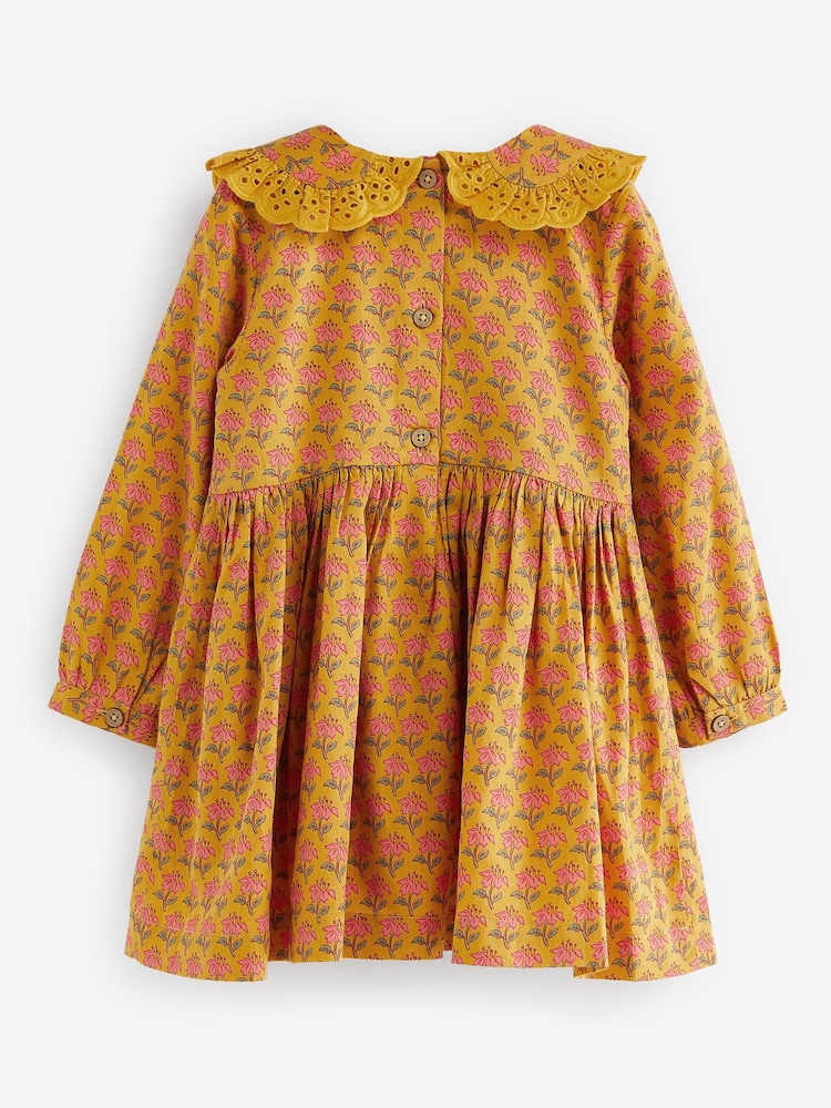 Yellow Printed Shirred Collar Dress (3mths-8yrs) - Image 6 of 6 Yellow Printed Shirred Collar Dress (3mths-8yrs) - Image 6 of 6