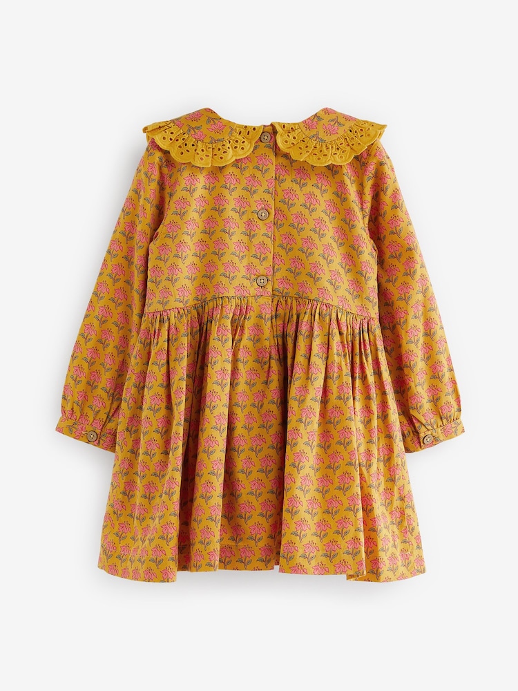 Yellow Printed Shirred Collar Dress (3mths-8yrs) - Image 7 of 7 Yellow Printed Shirred Collar Dress (3mths-8yrs) - Image 7 of 7