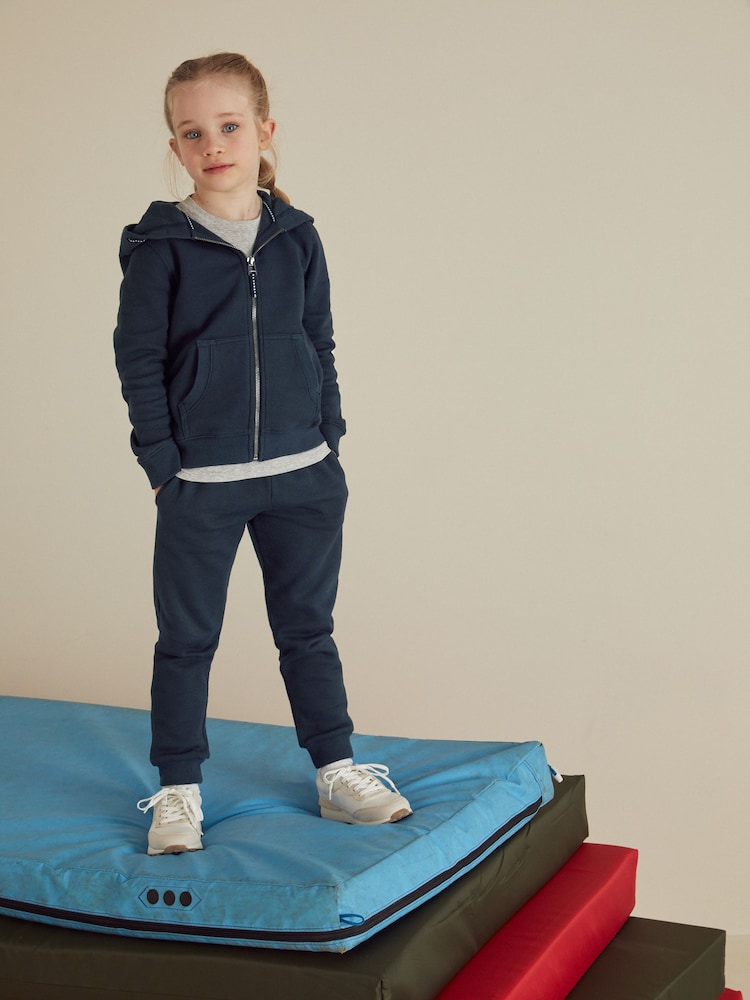 Navy Blue Zip Through Hoodie And Joggers School Sports Set (3-16yrs) - Image 2 of 7