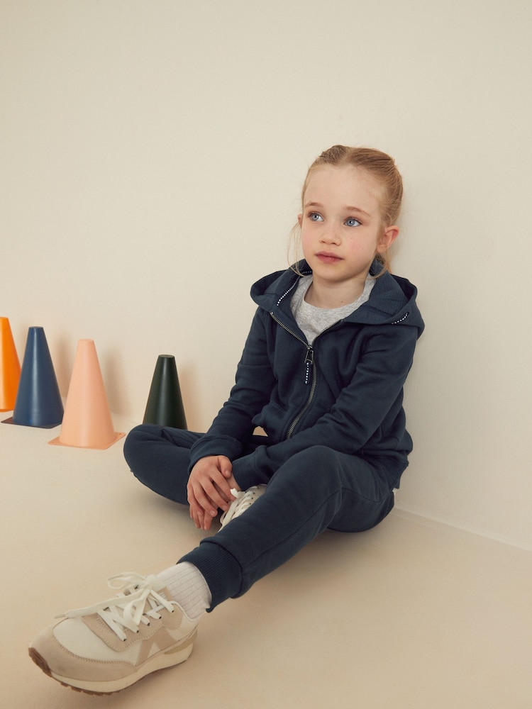 Navy Blue Zip Through Hoodie And Joggers School Sports Set (3-16yrs) - Image 3 of 7