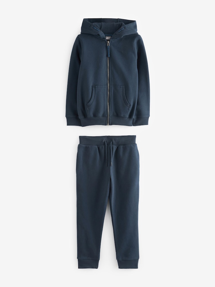 Navy Blue Zip Through Hoodie And Joggers School Sports Set (3-16yrs) - Image 6 of 7