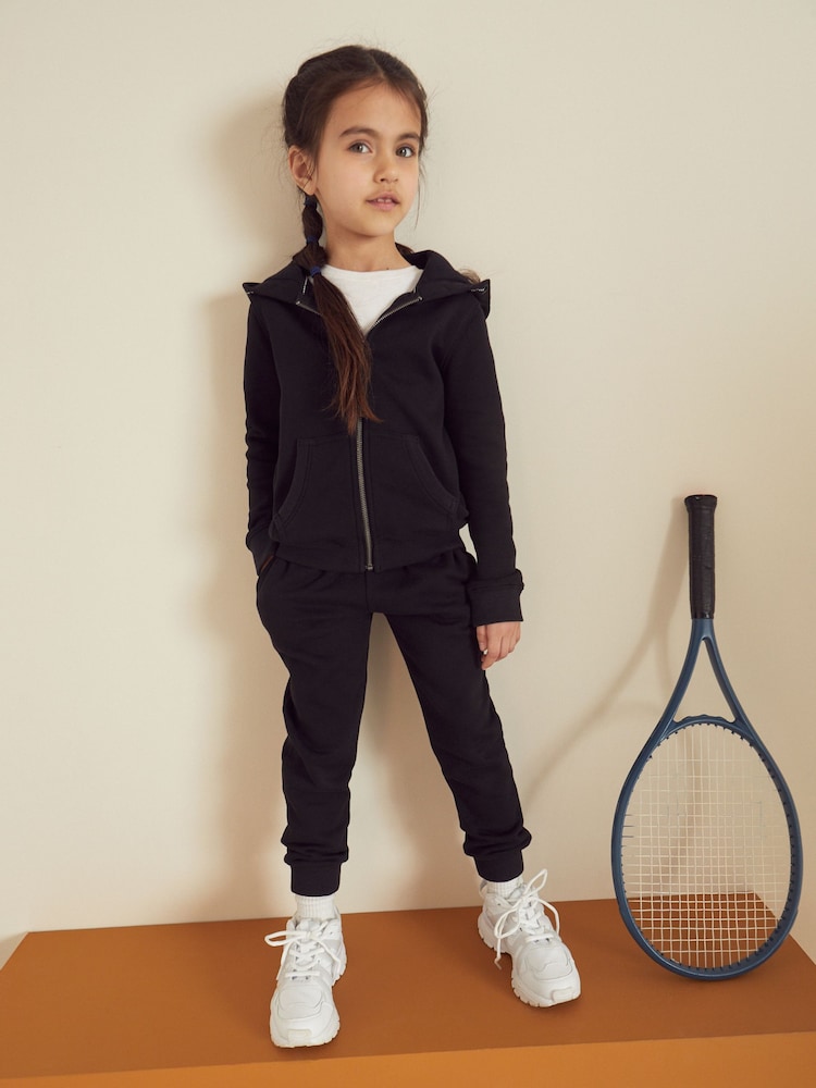 Black Zip Through Hoodie And Joggers School Sports Set (3-16yrs) - Image 1 of 7