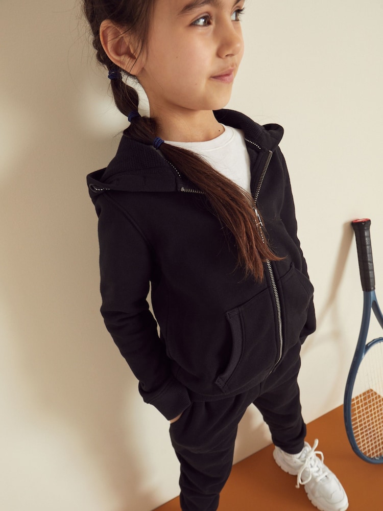 Black Zip Through Hoodie And Joggers School Sports Set (3-16yrs) - Image 2 of 7
