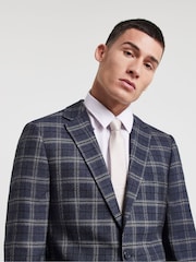 Jacamo Navy Blue Textured Window Pane Check Suit: Jacket - Image 5 of 6