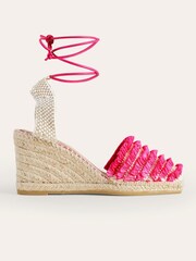 Boden Pink Ankle Tie Wedge Espadrilles - Image 2 of 4