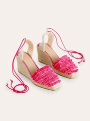 Boden Pink Ankle Tie Wedge Espadrilles - Image 3 of 4