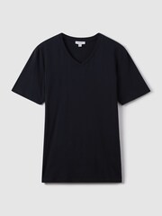 Reiss Navy Dayton Cotton V-Neck T-Shirt - Image 2 of 7
