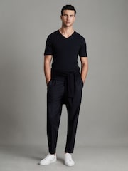 Reiss Navy Dayton Cotton V-Neck T-Shirt - Image 7 of 7