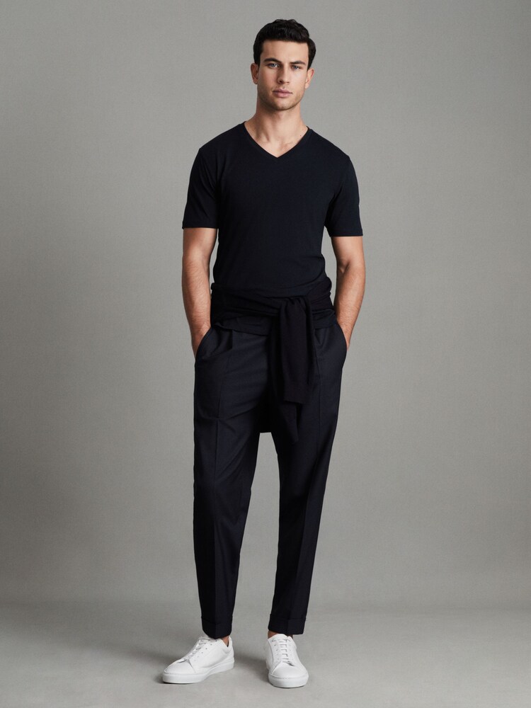 Reiss Navy Dayton Cotton V-Neck T-Shirt - Image 7 of 7 Reiss Navy Dayton Cotton V-Neck T-Shirt - Image 7 of 7