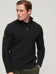 Superdry Black Vintage Jacob Henley Jumper - Image 1 of 4