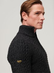 Superdry Black Vintage Jacob Henley Jumper - Image 3 of 4