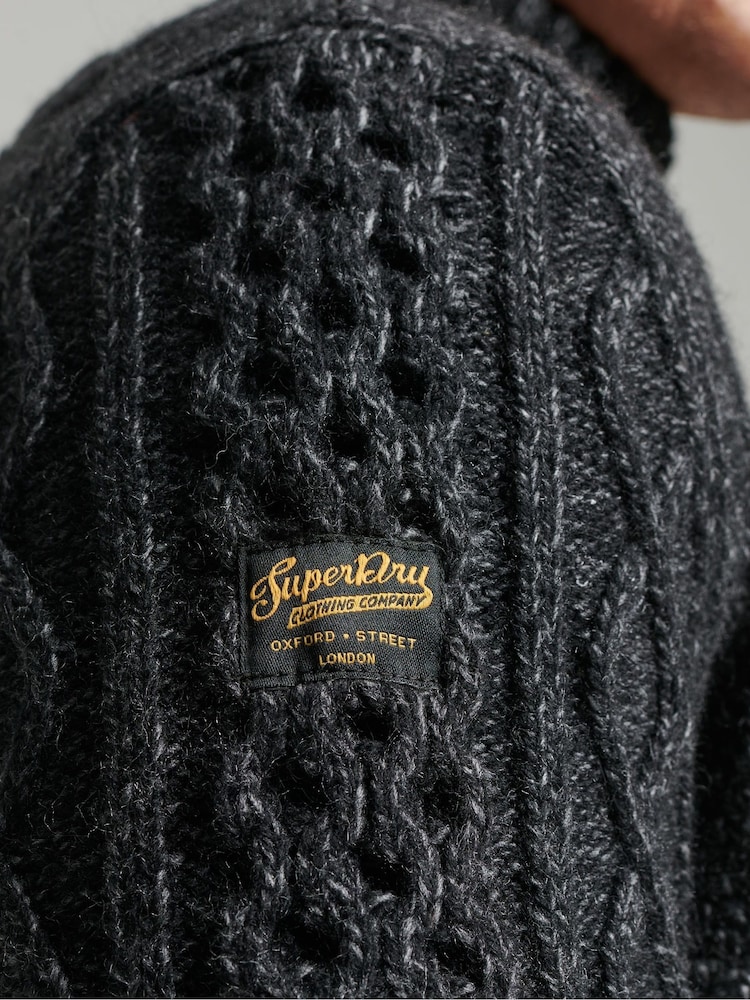 Superdry Black Vintage Jacob Henley Jumper - Image 4 of 4