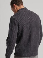 Superdry Grey Wool Blend Tweed Mock Neck Jumper - Image 1 of 2