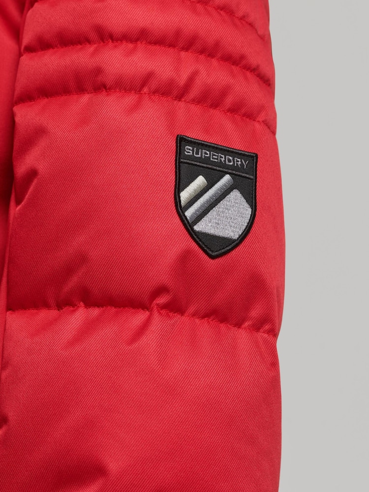 Superdry Red Sport Snow Luxe Puffer Jacket - Image 8 of 8