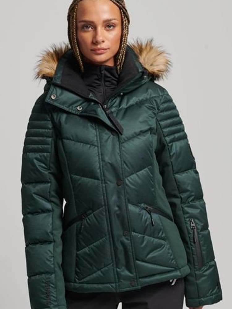 Superdry Green Sport Snow Luxe Puffer Jacket - Image 1 of 6