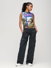 Blau - Superdry Wide-Leg-Cargohose mit niedrigem Bund - Bild 3 von 3