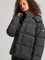 Superdry Black Hooded Ripstop Puffer Jacket - Image 1 of 5