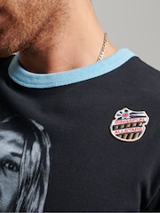 Superdry Black Ringspun Allstars KC 100% Cotton Graphic Ringer T-Shirt - Image 5 of 5