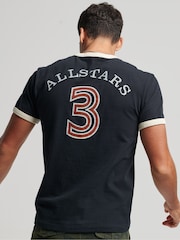 Superdry Black Ringspun Allstars BG 100% Cotton Graphic Ringer T-Shirt - Image 2 of 4