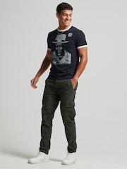 Superdry Black Ringspun Allstars BG 100% Cotton Graphic Ringer T-Shirt - Image 3 of 4
