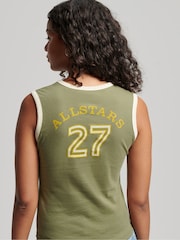 Superdry Green 100% Cotton Ringspun Allstars Vintage Re-Issue Vest Top - Image 3 of 4
