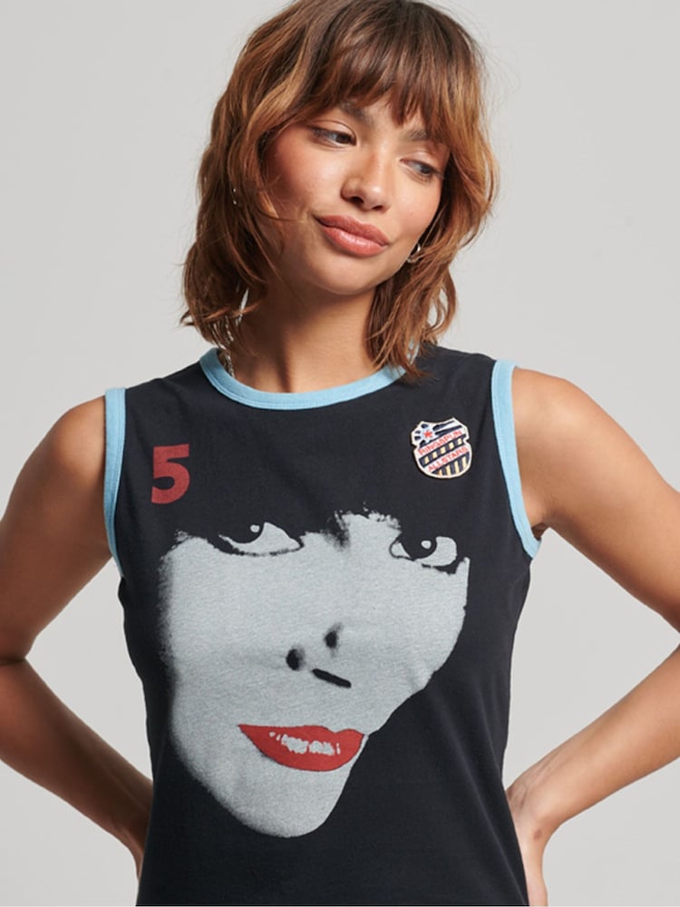 Superdry Black 100% Cotton Ringspun Allstars KB Graphic Vest - Image 1 of 4