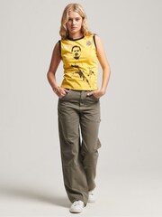 Superdry Yellow 100% Cotton Ringspun Allstars Vintage Re-Issue Vest Top - Image 3 of 4