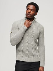 Superdry Grey Vintage Jacob Henley Jumper - Image 1 of 4
