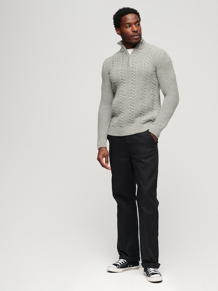 Superdry Grey Vintage Jacob Henley Jumper - Image 2 of 4