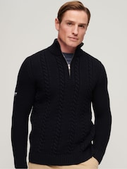 Superdry Dark Blue Vintage Jacob Henley Jumper - Image 1 of 7