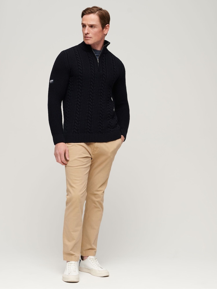 Superdry Dark Blue Vintage Jacob Henley Jumper - Image 2 of 7
