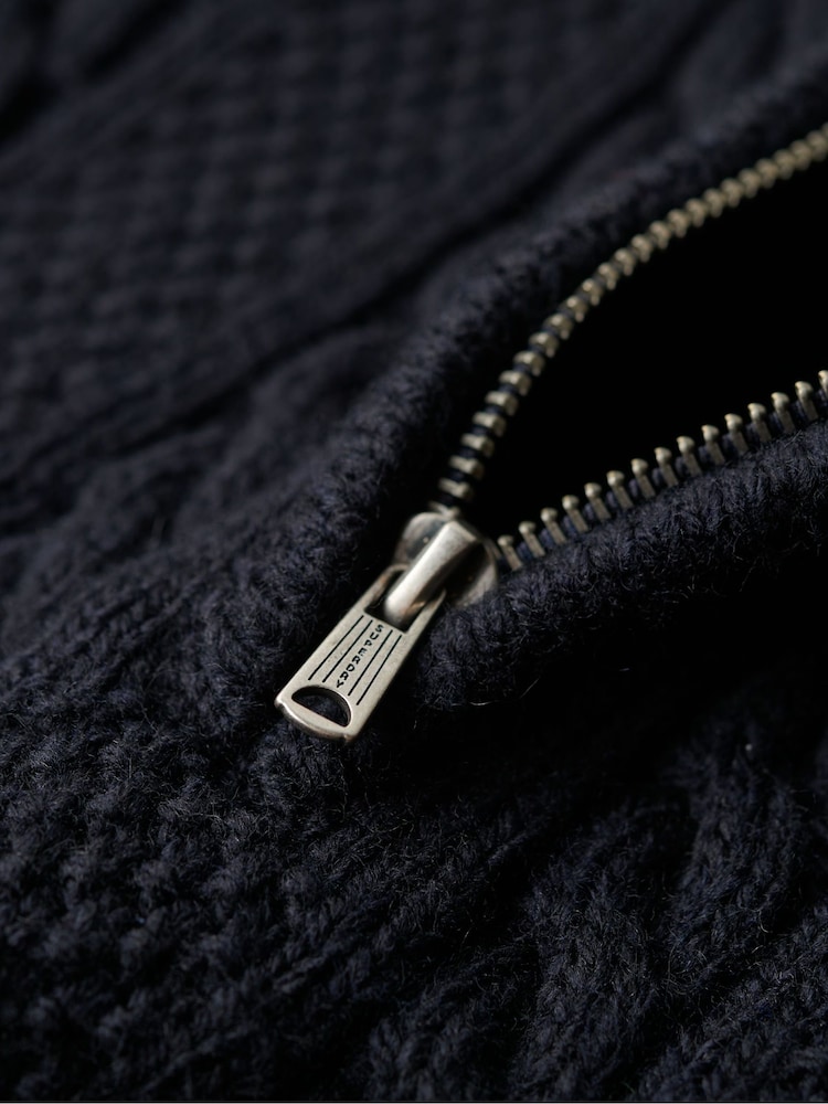 Superdry Dark Blue Vintage Jacob Henley Jumper - Image 7 of 7