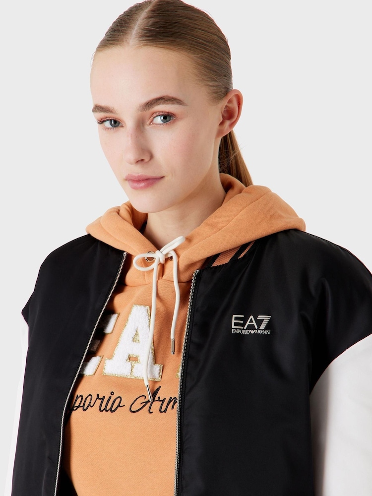Emporio Armani EA7 Womens Varsity Bomber Black Jacket - Image 3 of 7