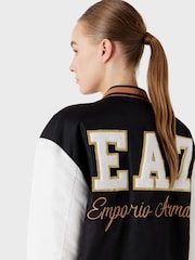 Emporio Armani EA7 Womens Varsity Bomber Black Jacket - Image 4 of 7
