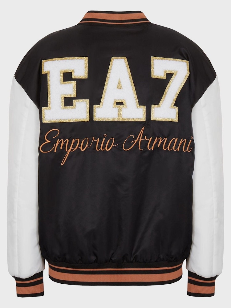 Emporio Armani EA7 Womens Varsity Bomber Black Jacket - Image 6 of 7
