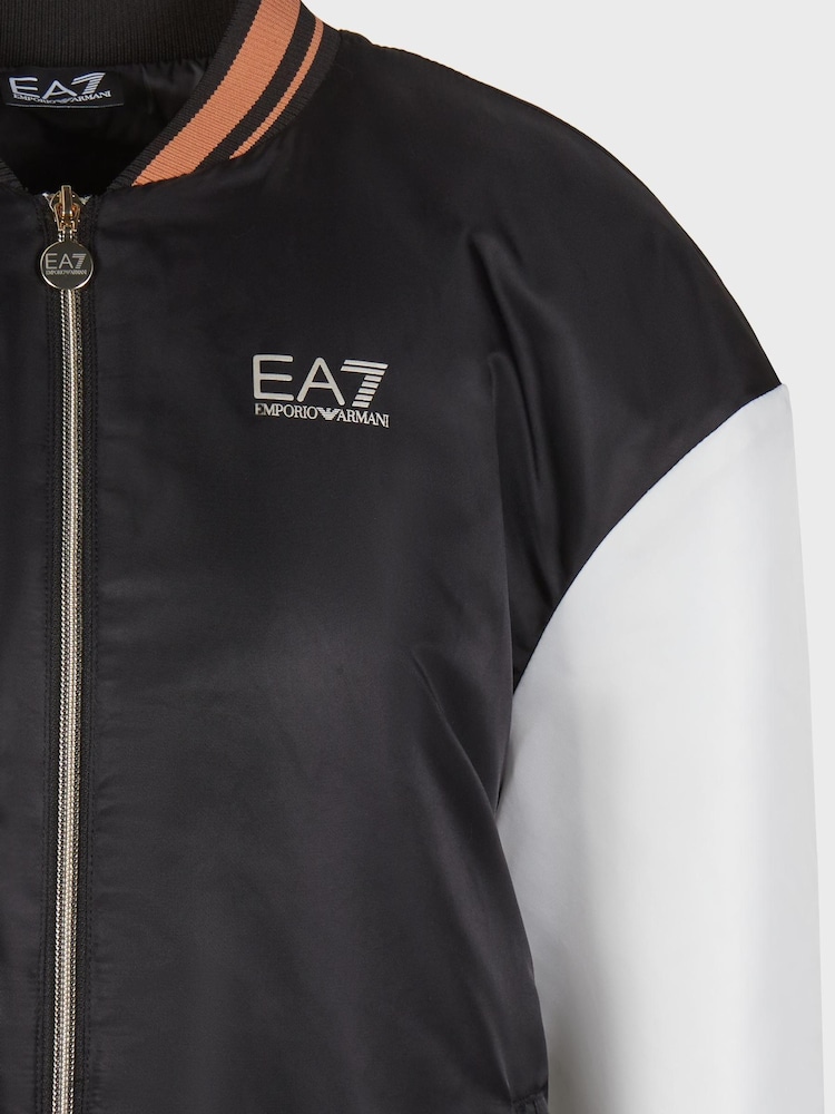 Emporio Armani EA7 Womens Varsity Bomber Black Jacket - Image 7 of 7