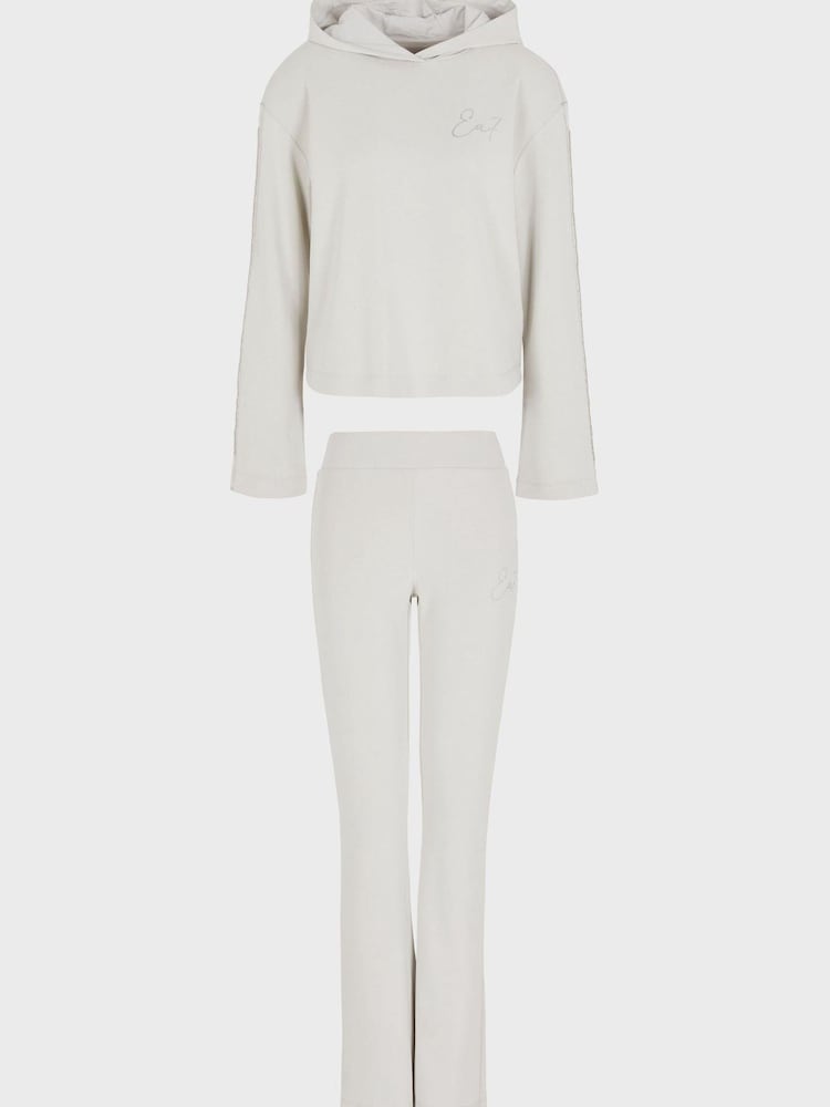 Emporio Armani EA7 Womens Stone Hooded Tracksuit - Image 1 of 4