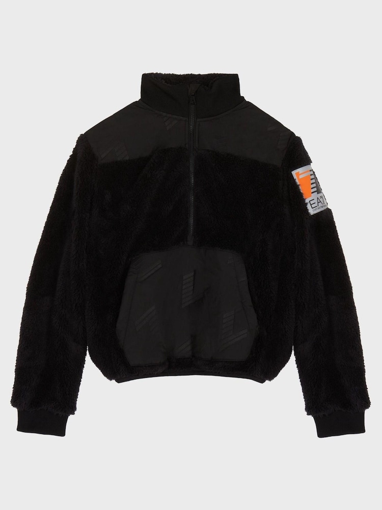 Emporio Armani EA7 Boys Zip Through Tech Black Fleece - Image 1 of 3