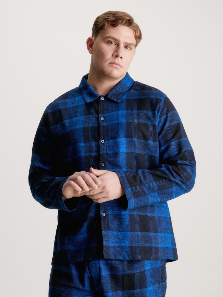 Calvin Klein Black Pure Flannel Lounge 100% Cotton Shirt - Image 1 of 5