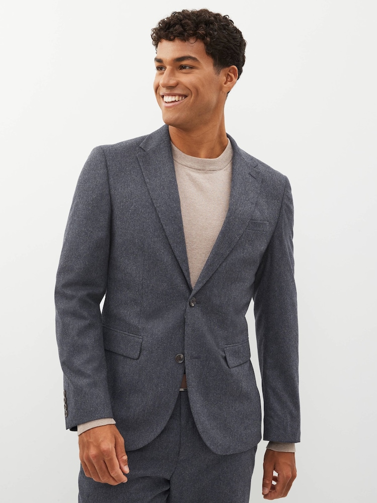 Donkerblauw - Standaard - Slim Fit Wool Donegal Suit Jacket - Image 1 of 10