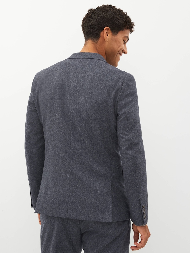 Donkerblauw - Standaard - Slim Fit Wool Donegal Suit Jacket - Image 2 of 10
