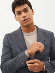 Donkerblauw - Standaard - Slim Fit Wool Donegal Suit Jacket - Image 3 of 10
