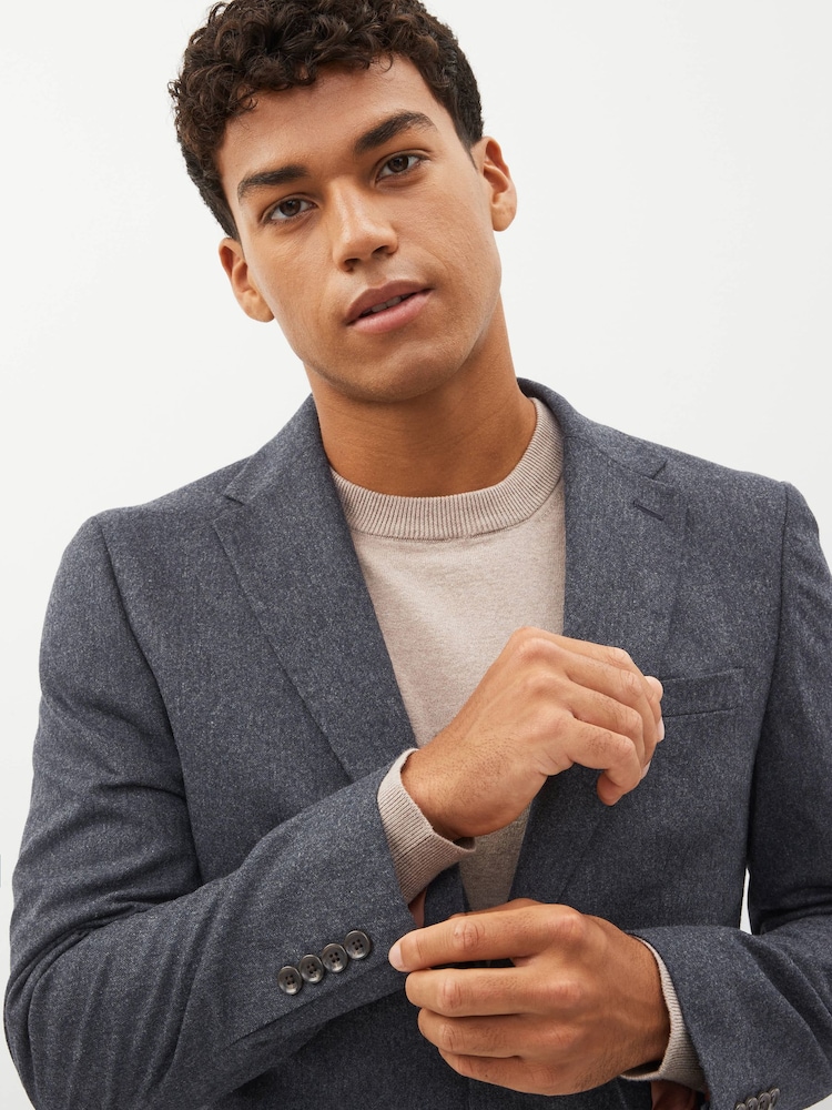 Donkerblauw - Standaard - Slim Fit Wool Donegal Suit Jacket - Image 3 of 10