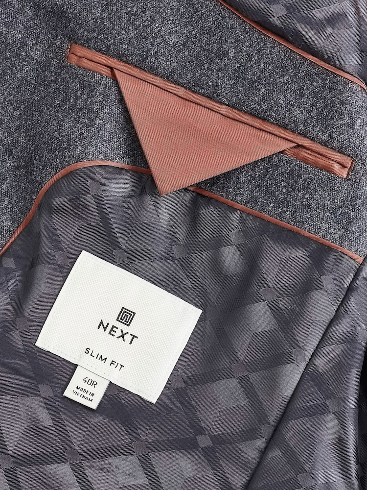 Donkerblauw - Standaard - Slim Fit Wool Donegal Suit Jacket - Image 7 of 10