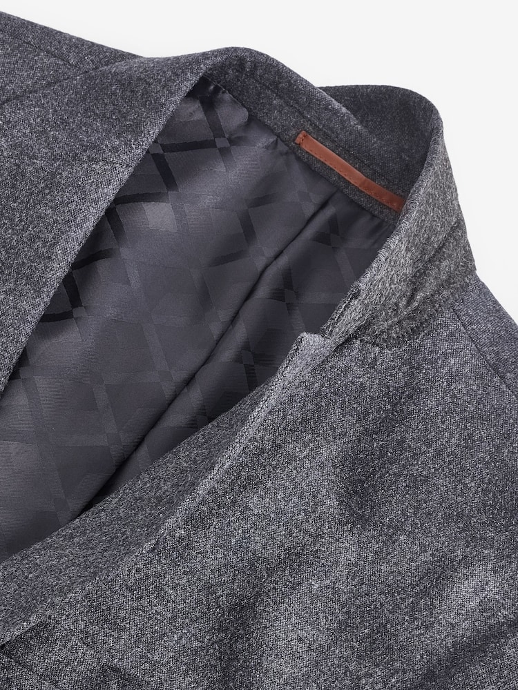 Donkerblauw - Standaard - Slim Fit Wool Donegal Suit Jacket - Image 8 of 10