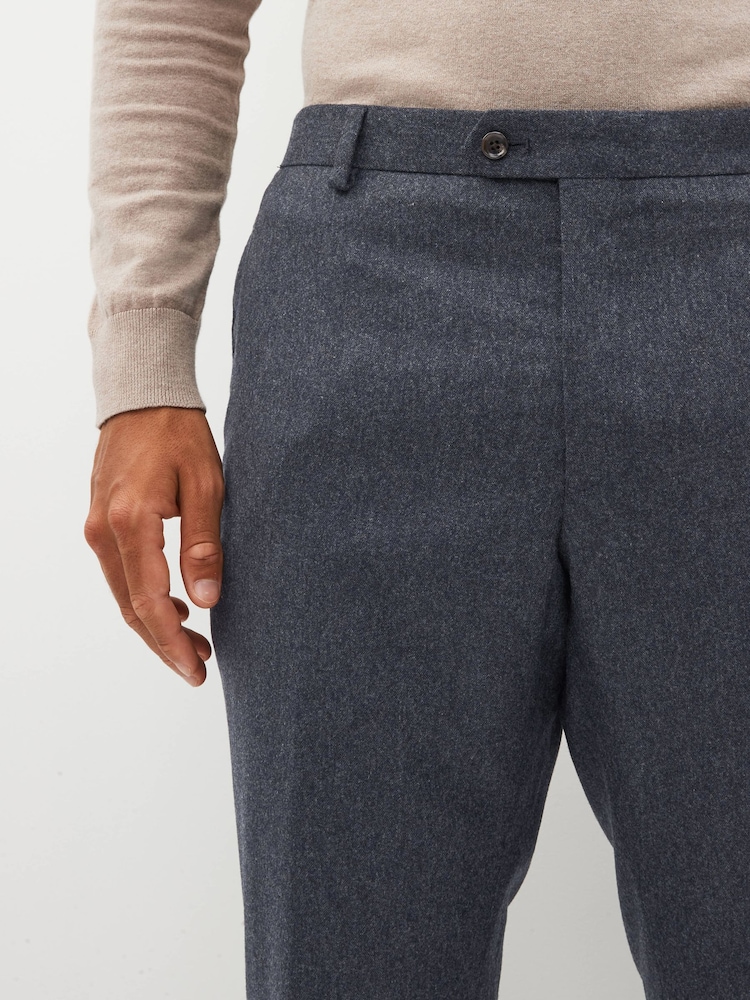 bleu foncé - Slim Fit (Slim Fit) - Coupe ajustée Wool Blend Donegal Pantalon de costume - Image 3 of 8