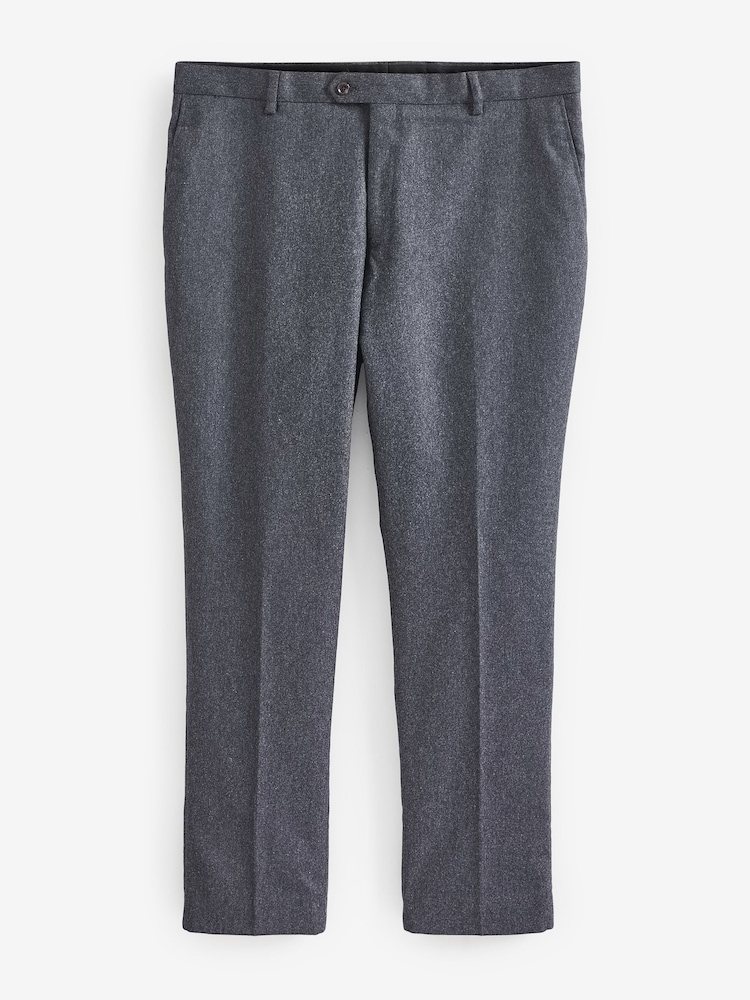 bleu foncé - Slim Fit (Slim Fit) - Coupe ajustée Wool Blend Donegal Pantalon de costume - Image 4 of 8